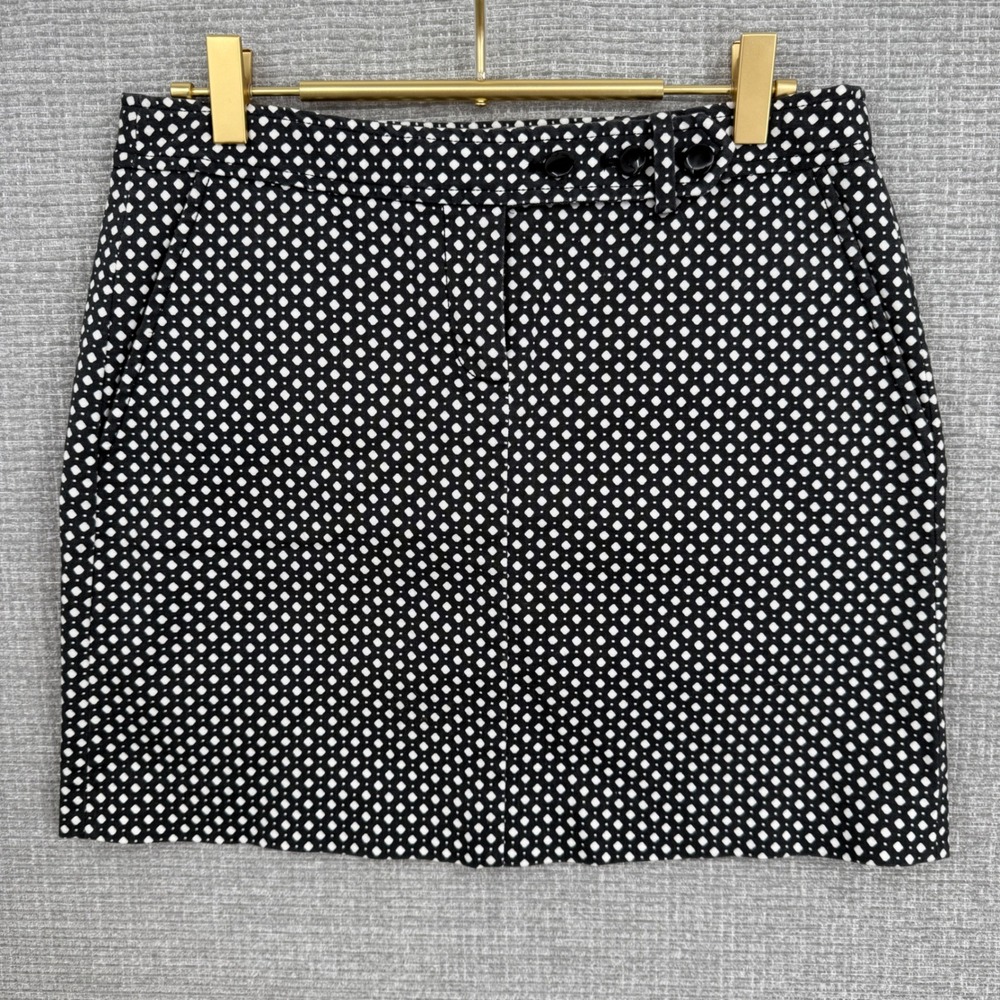 J.Crew Womens Skirt Sz 2 S Black White Diamond Print Stretch Mini Prepoy‎ Office
